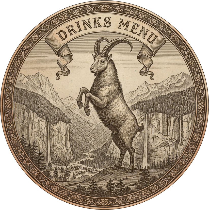 the drinks menu from the airtime cafe lauterbrunnen